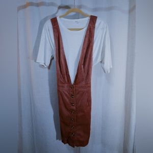 Corduroy Skirt Dress with Crossing Straps